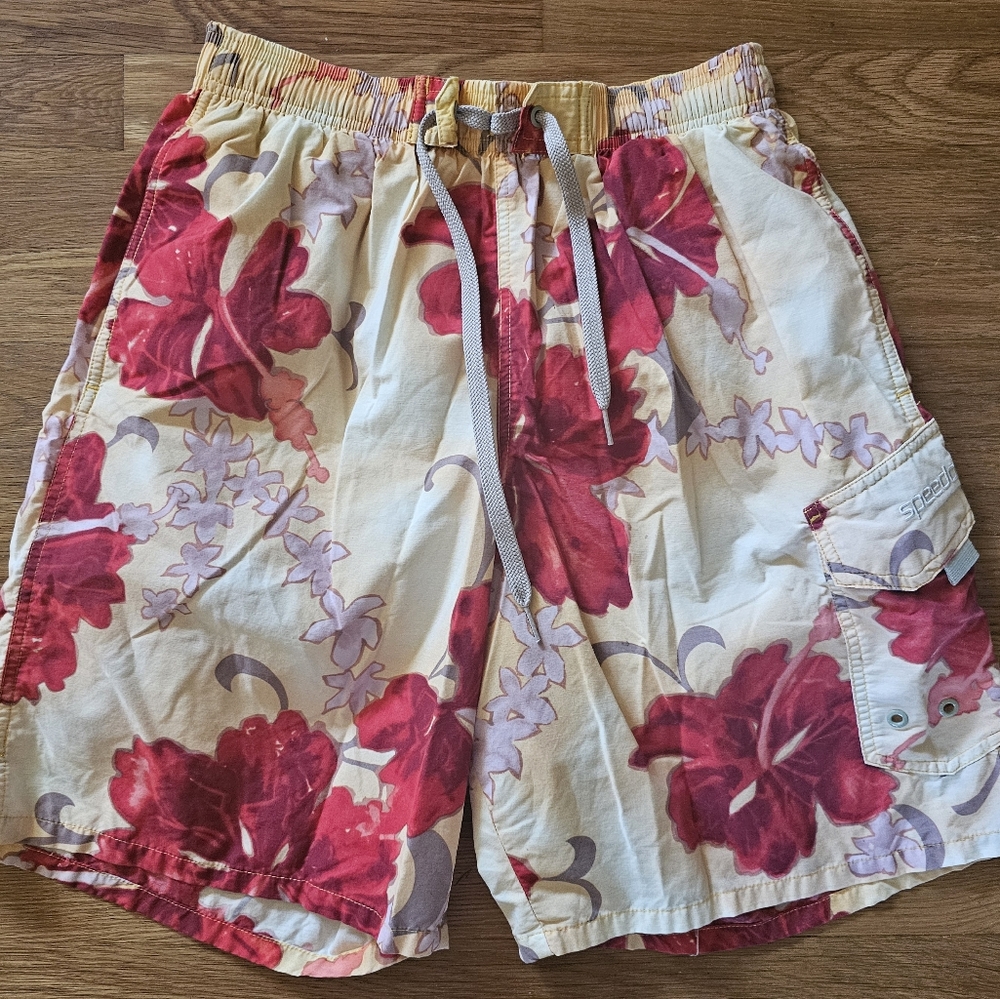 Men's Tropical Floral Speedo Swim Trunks Shorts Men's Size Medium